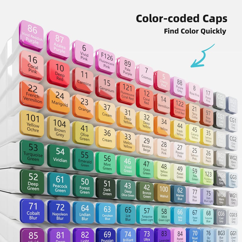 MemOffice 80 Colors Dual Tip Artist Alcohol Markers Set with Carrying Case - Perfect for Coloring, Drawing, Sketching, Card Making and Illustration - Perfect for Adults - Image 5